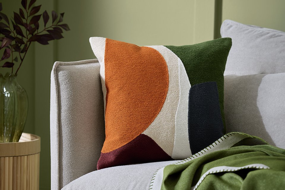 HAB Autumn Abstract Crewel Cushion.